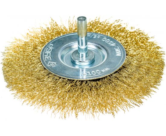 Щетка дисковая (100 мм; 0.3 мм; витая латунированная стальная проволока) для дрели ЗУБР 3520-100_z02 – изображение 4