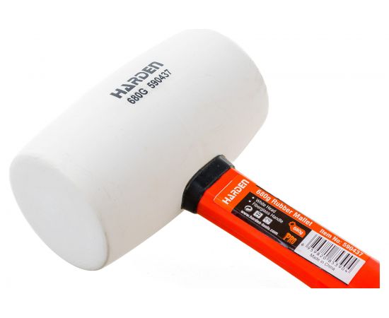 Резиновая белая киянка HARDEN фибергласовая ручка, 700 гр. 590437 – изображение 4