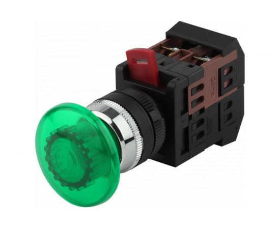 Кнопка ЭРА AEА-22, Грибок, зеленый, d22мм, 1з+1р, 10/400/3200 Б0045634 