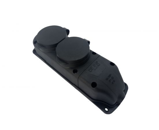 2-х местная каучуковая розетка Bull с заземлением с крышкой 338003 