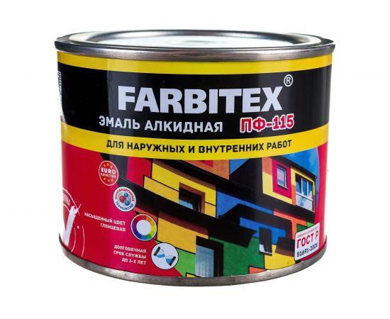 Алкидная эмаль FARBITEX ПФ-115 (ярко-зеленый; 0.4 кг) 4300009078 