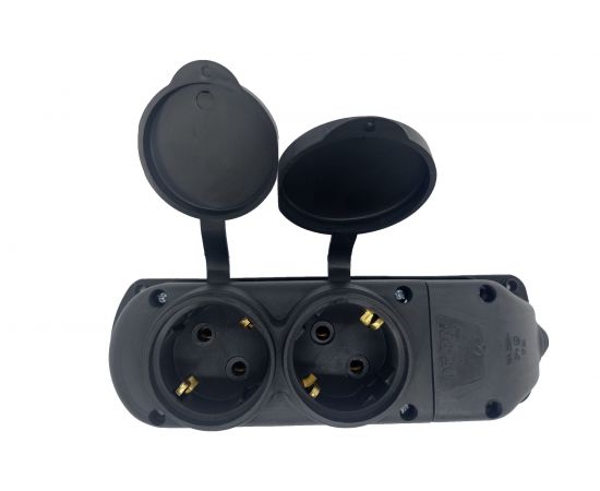 2-х местная каучуковая розетка Bull с заземлением с крышкой 338003 – изображение 2