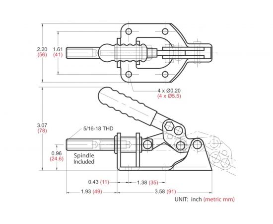 Шатунный зажим с прямым ходом, усилие 136кг, ход 32мм Goodhand GH-302-FM – изображение 3