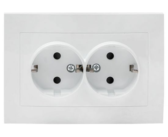 2-местная розетка EKF Валенсия, с заземлением 16А белая с защитными шторками PROxima EWR16-128-10 