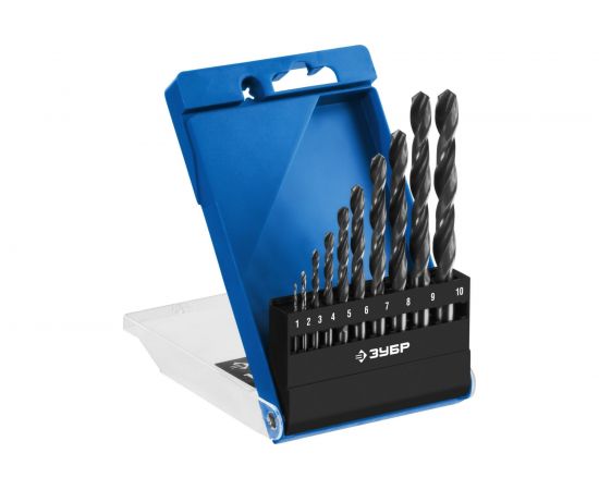 Набор сверл по металлу (10 шт., 1.5-10 мм, класс В) Зубр 29621-H10 