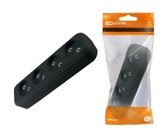 Розеточная колодка TDM 4 гнезда 2П б/з 10А 250В черная SQ1806-0111 