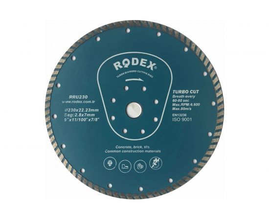 Диск алмазный отрезной Rodex турбо 230х2.8х22.2 мм Bull RRU230 