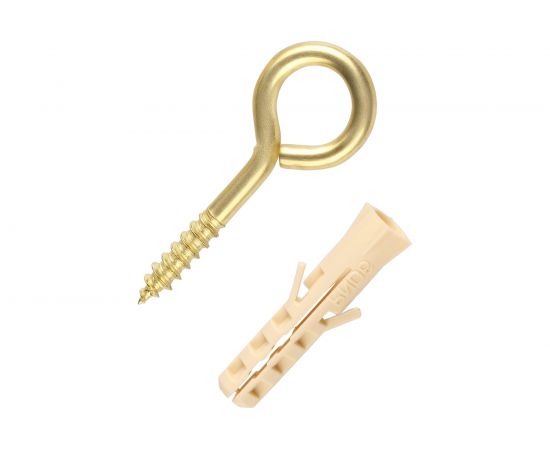 Петля-шуруп ЕВРОПАРТНЕР латунир. L10 х d2,7 x O5 мм 4шт. 13 4828 1 