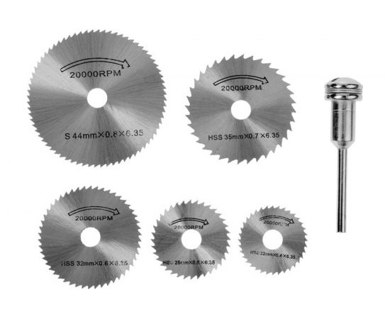 Набор кругов отрезных с адаптером 5 шт для граверов и бормашин TUNDRA 1935899 