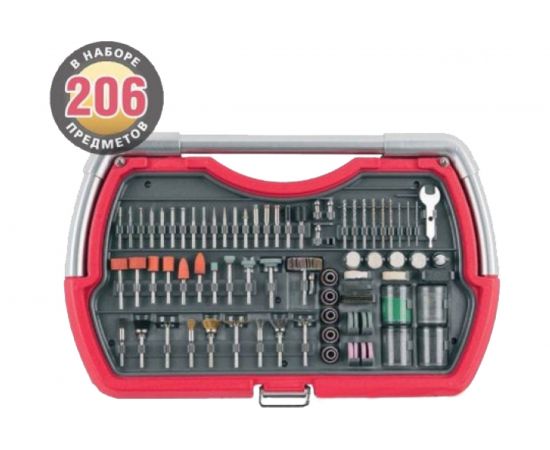 Набор мини-насадок (206 предметов) для гравировальных машин Зубр 35904-H206 