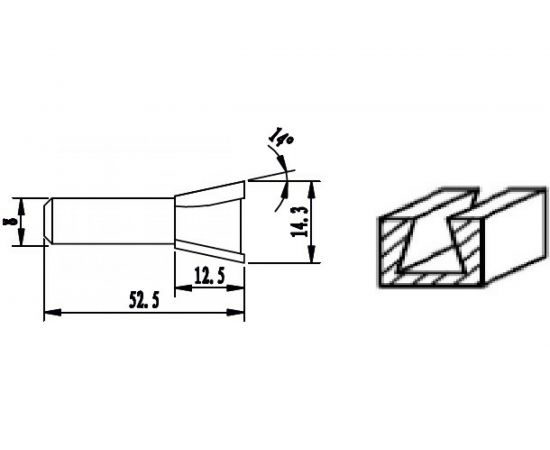 Фреза HM «ласточкин хвост» (14.3х12.5х52.5 мм) REDVERG 840341 6625658 – изображение 2