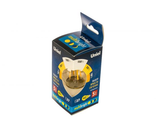 Светодиодная лампа Uniel LED-G45-5W/WW/E27/CL/MB GLM10TR. Форма «шар», прозрачная. UL-00002370 – изображение 2