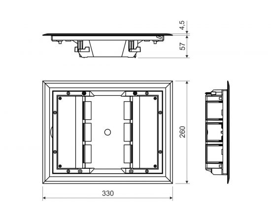 Напольный лючок на 6 модулей KOPOS 45х45 KOPOBOX 57_LB – изображение 2