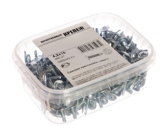 Прессшайба Качественный КРЕПЕЖ 4.2х16 мм, сверло, 400 шт 0300343 КЧ – изображение 2