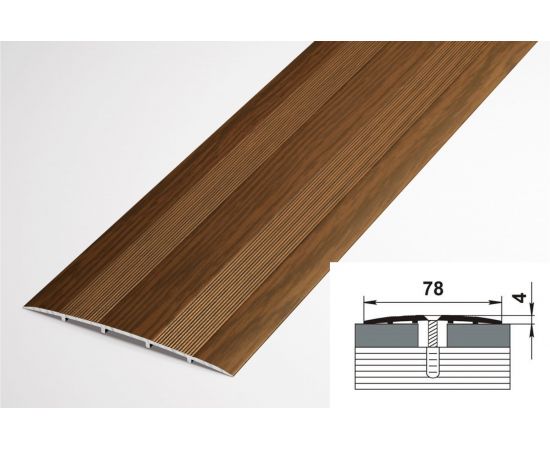 Порог прямой алюминиевый (78 мм; 0.9 м; декоративный; дуб темный) Лука 00000001497 – изображение 2