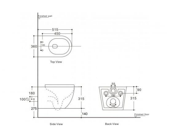 Подвесной унитаз Aquanet Cetus 2.0 W с сидением, с Rimless 00243541 – изображение 2