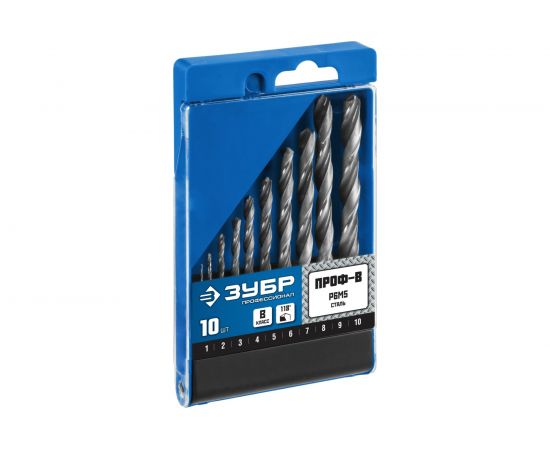 Набор сверл по металлу (10 шт., 1.5-10 мм, класс В) Зубр 29621-H10 – изображение 3
