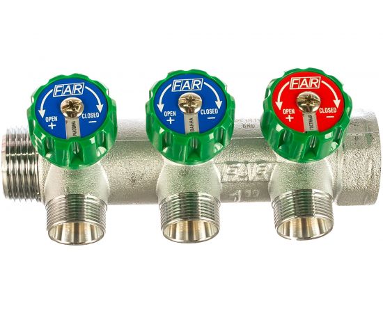 Регулируемый коллектор с 3 отводами FAR 1" М24х19 FK 3850 C1 – изображение 3