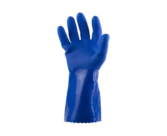 Защитные химические перчатки с покрытием из ПВХ Jeta Safety, синие, размер XXL/11, JP711 – изображение 4