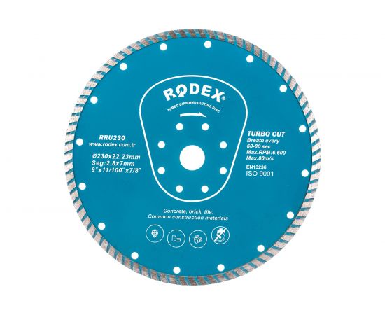Диск алмазный отрезной Rodex турбо 230х2.8х22.2 мм Bull RRU230 – изображение 4