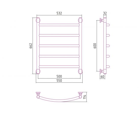 Полотенцесушитель Сунержа ДР ГАЛАНТ 600х500 без покрытия 00-0200-6050 – изображение 5