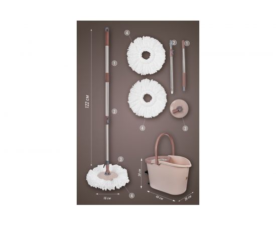 Система для уборки KRAFT Rocket Spin швабра, ведро с педалью, 2 насадки KT 835802 – изображение 7