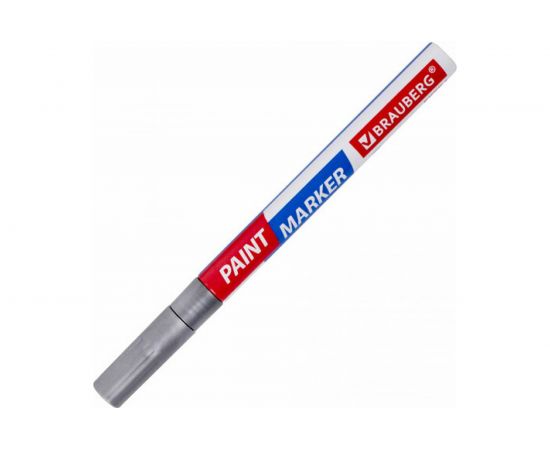 Лаковый маркер-краска BRAUBERG EXTRA paint marker 2 мм, серебряный, улучшенная нитро-основа, 151971 