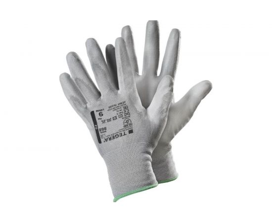 Перчатки из синтетического материала обливные с полиуретаном МБС TEGERA цвет серый, размер 10 868-10 