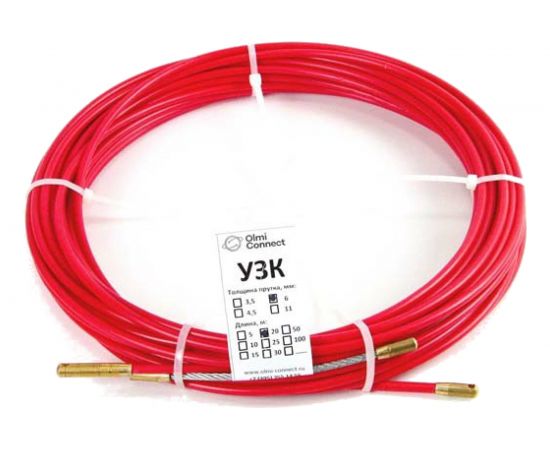 Стальная протяжка с нейлоновым покрытием OlmiOn d=3,5 мм L=25 м в бухте, красный CТ-Б-3,5/25 