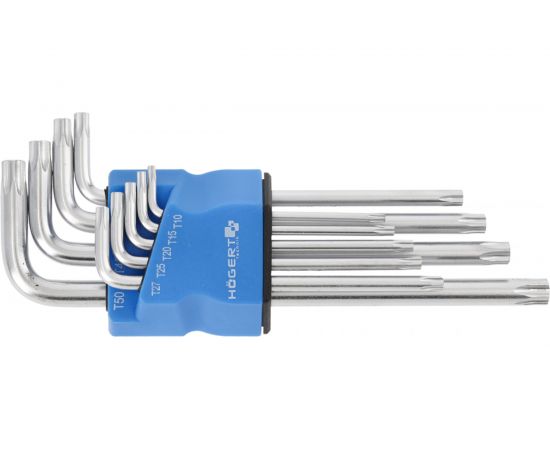 Набор Г-образных ключей HOEGERT TECHNIK длинные, TORX S2, 9 шт HT1W830 