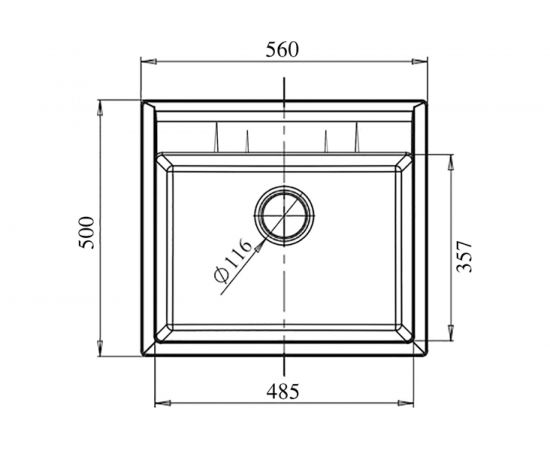 Мраморная мойка GRANFEST QUADRO GF-Q--561 1-чаша, 560х500 мм, бежевый Q-561 беж – изображение 2