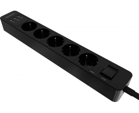 Удлинитель с USB зарядкой HARPER UCH-530 Black H00003010 – изображение 2