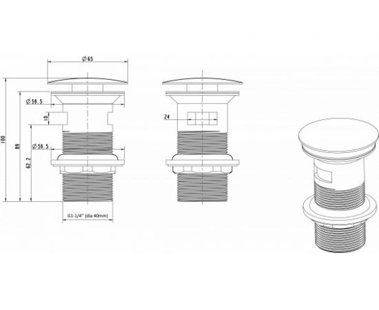 Донный клапан Aquanet 90 1 1/4, с переливом для керамических раковин, белый AR01003.21 00246225 – изображение 2