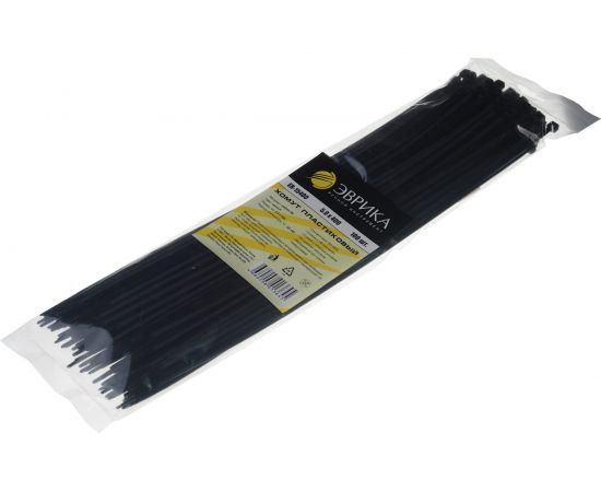 Универсальный пластиковый хомут ЭВРИКА черный 5.0x400мм 100шт ER-15400 – изображение 2