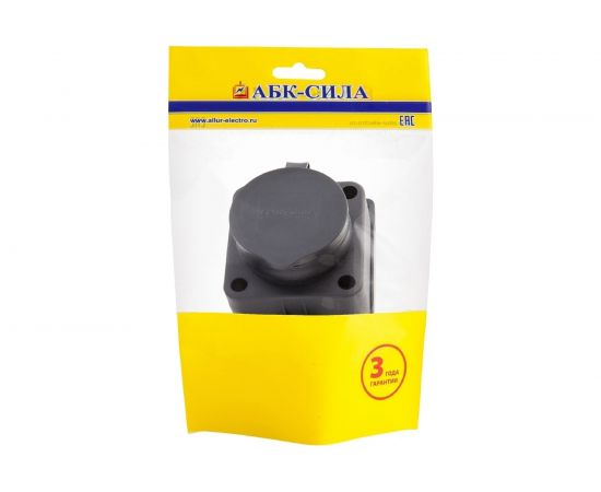 Розетка АБК-СИЛА с крышкой каучук 16А 220В IP- 44 2903021 – изображение 2