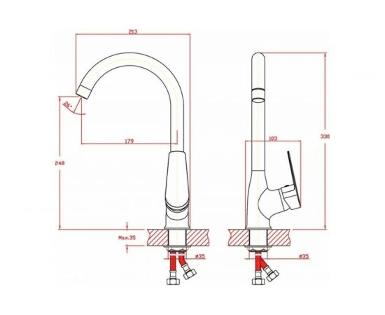 Смеситель для кухни Zollen Korbach высокий излив, картридж 35 мм KR74411532 448020 – изображение 2