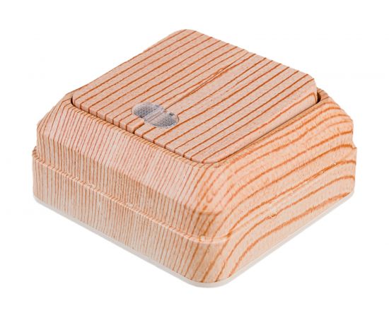 2-клавишный выключатель АБК-СИЛА с подсветкой 10А "АЛЬТАИР" сосна 5400207 – изображение 3