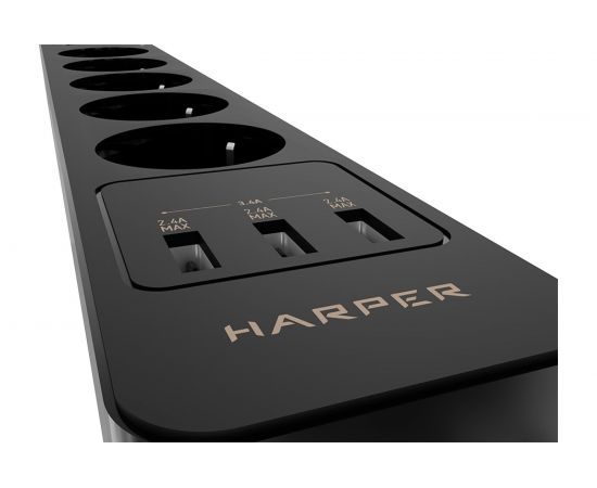 Удлинитель с USB зарядкой HARPER UCH-530 Black H00003010 – изображение 3