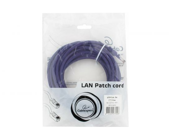 Патч-корд Cablexpert UTP PP12-5M/V кат.5e, 5м, литой, многожильный фиолетовый PP12-5M/V – изображение 3