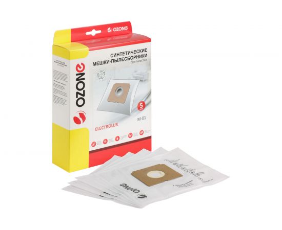 Мешки-пылесборники оригинальные синтетические OZONE (5 шт.) Electolux M-01 – изображение 4