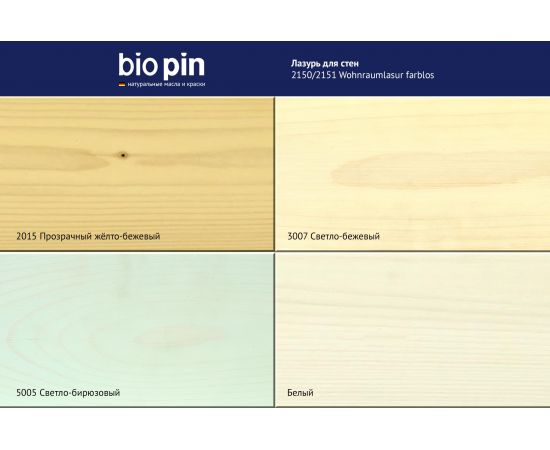 Лазурь для стен BIO PIN 2151 Wohnraumlasur weis белая 45 мл 21516 – изображение 4