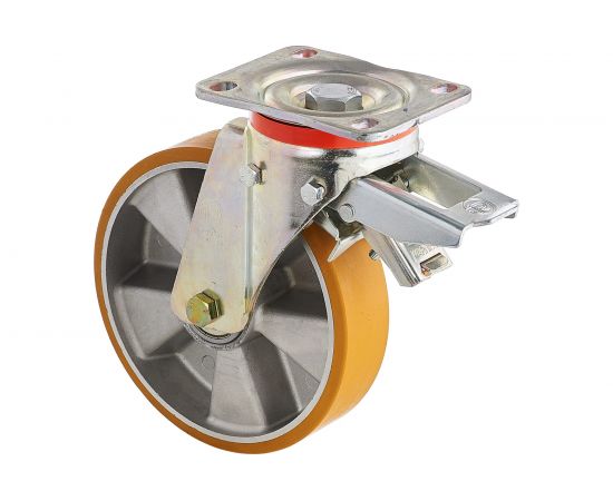 Колесо с вращающейся опорой, пластиной крепления и задним тормозом (150 мм; 600 кг) Tellure rota 656604 – изображение 4