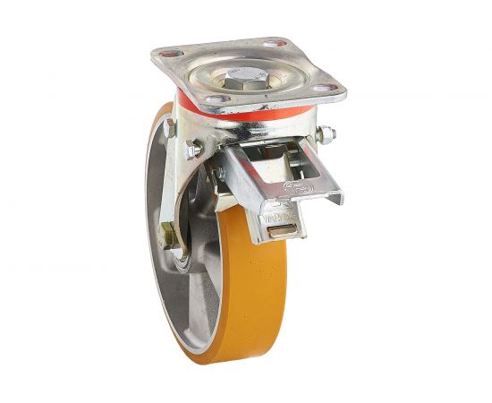 Колесо с вращающейся опорой, пластиной крепления и задним тормозом (150 мм; 600 кг) Tellure rota 656604 – изображение 5