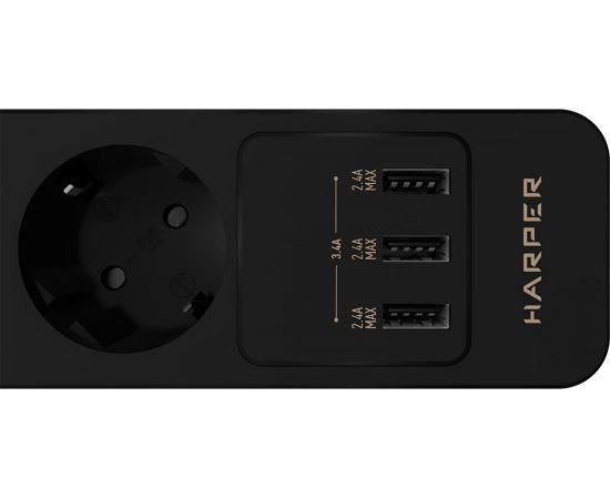 Удлинитель с USB зарядкой HARPER UCH-530 Black H00003010 – изображение 6
