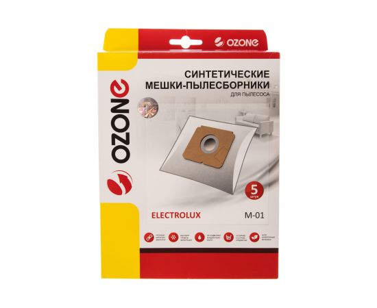 Мешки-пылесборники оригинальные синтетические OZONE (5 шт.) Electolux M-01 – изображение 7
