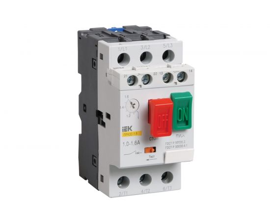 Ручной кнопочный пускатель IEK 0.4-0.63А, ПРК32-0.63 мотор-автомат управление кнопками, винтовое соединение DMS11-C63 