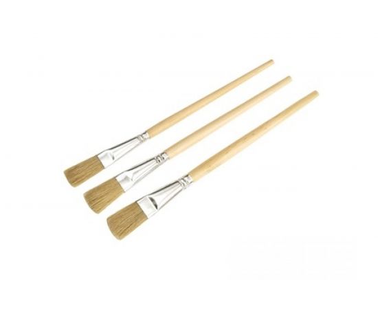 Кисти для эмали MAKO 3 штуки в наборе, светлая натуральная щетина, круглая ручка 130003SB 
