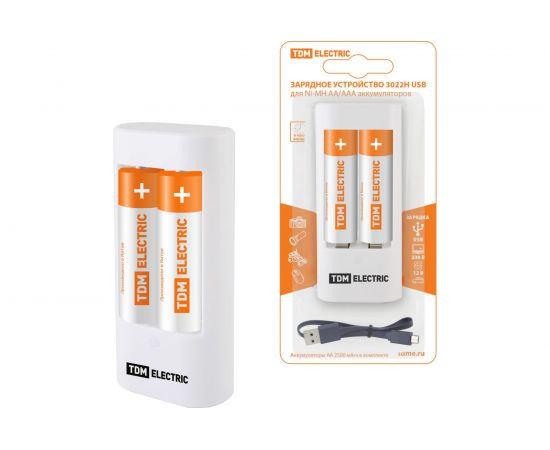 Зарядное устройство TDM 3022Н (300 mA 2 слота АА/ААА 1 канал+2xAA2500 USB) SQ1702-0103 