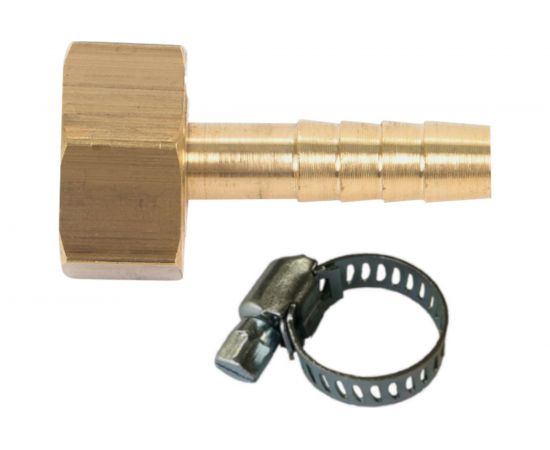 Наконечник латунный с подвижной гайкой внутренняя резьба 1/2 х елочка 8 мм + хомут Профитт 4823402 