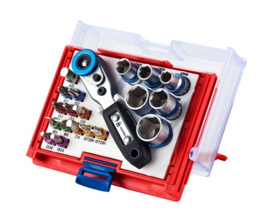 Набор вставок бит 1/4, TORX, HEX, PZ, PH, SLOT, 20 предметов МАСТАК 058-10020C 